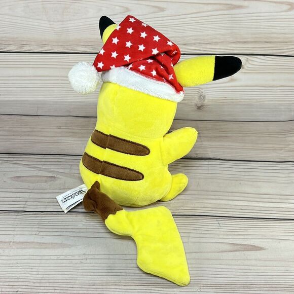 Pikachu Santa Hat 9” Plush Christmas Stars 2021 Pokemon Holiday Edition *READ* - Picture 12 of 13